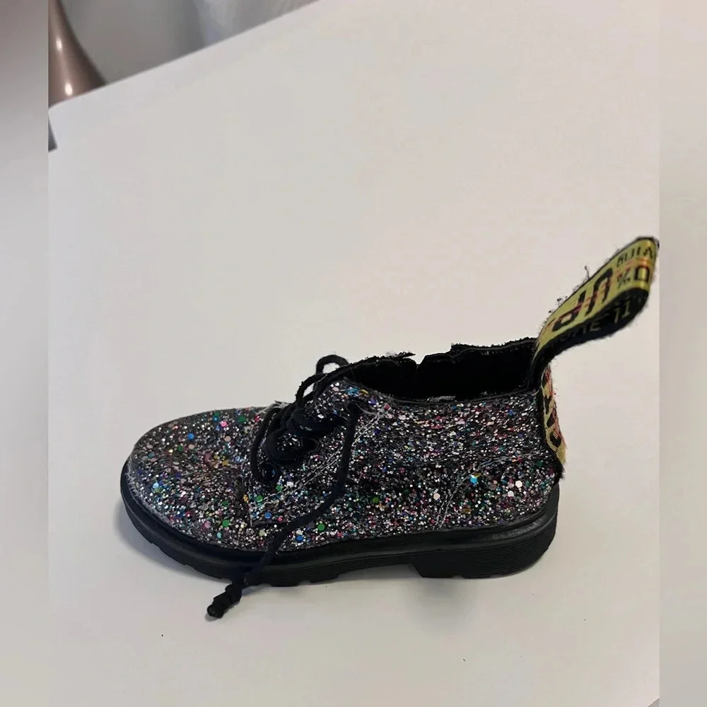 Kids Glitter Combat Boots multicolor in toddler size 31